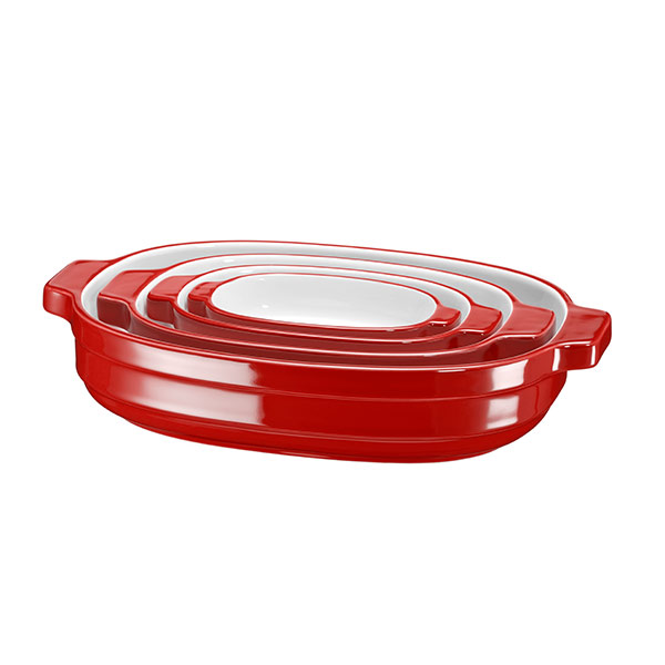 KITCHENAID 4 PCS CERAMIC CASSROLE NESTING SET EMPIRE RED