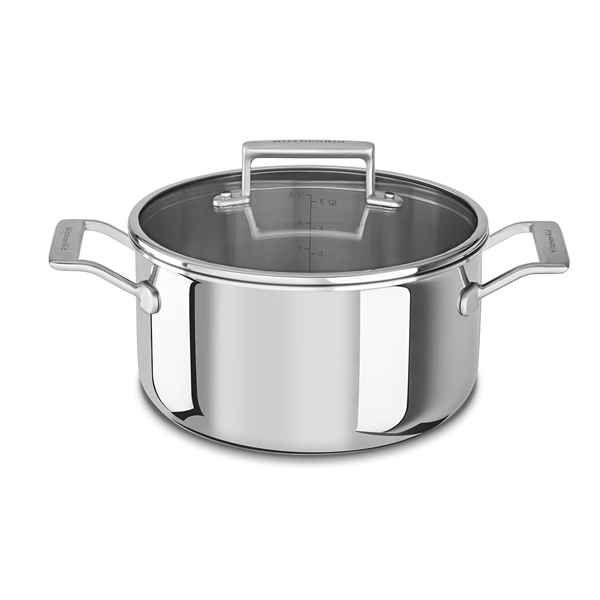 KITCHENAID STAINLESS STEEL 5L STOCKPOT WITH GLASS LID