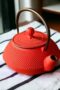 ROSSETO CAST IRON TEA POT BRIGHT RED